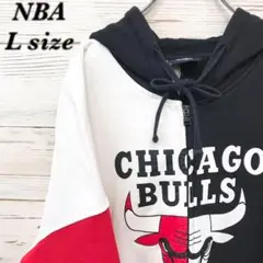 《激レア》NBA☆パーカー L デカロゴ ブラック ホワイト P884