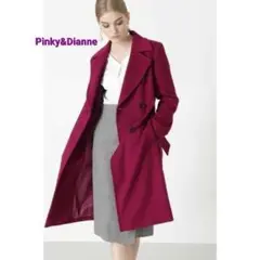極美品 Pinkyu0026Dianne ダブルブレストウールカラーコート
