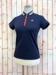 ☆FILA GOLF☆ゴルフに☆総柄レディース半袖ポロシャツ　M【中古】a18