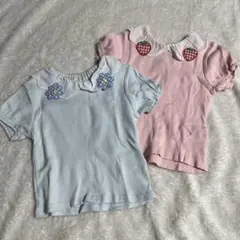 バースデイ futafuta 水色・ピンク Tシャツ 2枚セット 90