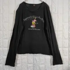 RICO 長袖カットソー テロテロ 薄手 デカロゴ ネズミ ロンT M ブラック