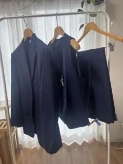 【美品】ネイビースーツLサイズ3点セット(ジャケット、ベスト、パンツ)