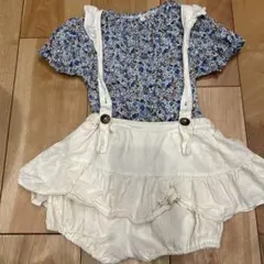 花柄トップスとショートパンツ 100cm