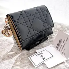 ディオール ロータス ウォレット 三つ折財布 カナージュ コンパクト 超美品!