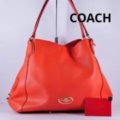 極美品 COACH バッグ トート レッド 33547 リファイン シボ革