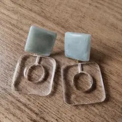 べっ甲マーブル柄×クリア ピアス
