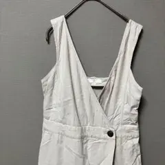 マイセルアバハウス サロペットワイドパンツ(S)ベージュ無地リネン混　キレイめ