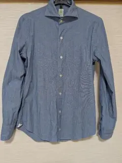 フィナモレ　FINAMORE　シャンブレーシャツ青 長袖シャツ