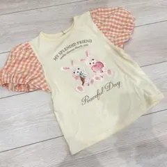 ラポシェビスキュイ 半袖Tシャツ うさぎ 袖切替 子供服 女の子100cm.13