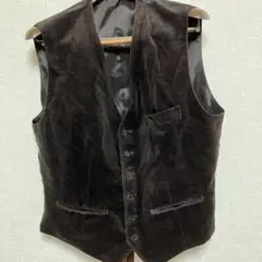 新品コーデュロイ ダークブラウン ベストXL