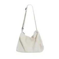 ニュースペーパーバッグ ショルダーバッグ 古着 白 帆布