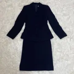 美品✨ お受験スーツ　ワンピーススーツ　フランコフェラーロ　濃紺　コサージュ　L