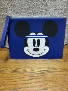 ラコステ×ディズニー ワニ刺繍ミッキー柄クラッチ バッグ鞄クロコダイル鰐クロコ青