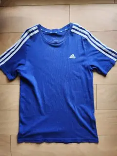 adidas 青 Tシャツ 3本ライン