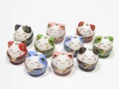 ほっこりしたお顔　トンボ玉　１０個セット（５色×２個）