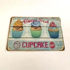 ブリキ看板 レトロ アメリカン 雑貨 カップケーキ スイーツ ヴィンテージ風