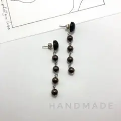 お試し価格！ハンドメイドピアス 樹脂パール ブラウン 普段使い プチプラ