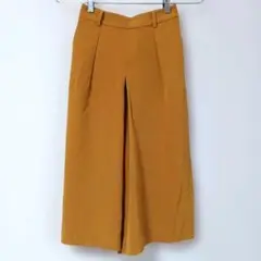 GU ワイドパンツ S ガウチョパンツ マスタードオレンジ ウエストゴム