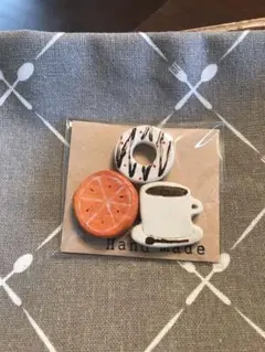 ハンドメイドマグネット オレンジとコーヒーセット