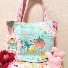 新品、未使用、トートバッグ、ハンドメイド、パッチワーク、うさぎちゃん、