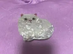 ヘアクリップ 白猫 髪留め ペルシャ