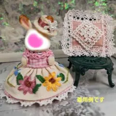 ドール着せ替え♡赤ちゃんサイズ♡刺繍入りドレス帽子クッション3点セット☆ 1