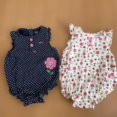 Carter'sネイビードット&白てんとう虫フラワー柄ロンパース12months