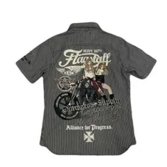 希少FLAGSTAFF フラッグスタッフ 半袖ワークシャツ アメカジ ヒッコリー