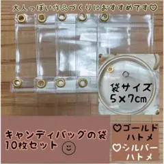 キャンディバッグの袋 5×7cm ハトメ付き ゴールド5枚 シルバー 5枚