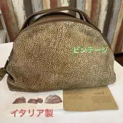 BORBONESE/ボルボネーゼ ドーム型レザーバッグ ブラウン イタリア製
