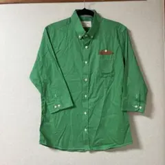 【最終価格】グリーン 五分袖シャツ 胸ポケット付き　春服