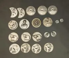 ハンドメイド 手彫り ボタン まとめ売り 20個
