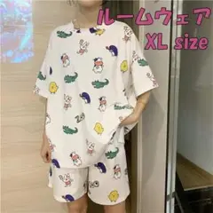 キャラクター柄 セットアップ XL 白 ルームウェア パジャマ かわいい