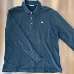 シルバーワニ！ラコステLACOSTEポロシャツ/サイズ5ブラックM相当