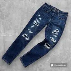 アメリカンイーグル　メンズ　スキニーダメージデニムパンツ　us6ショート