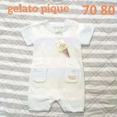 新品　タグ付き　gelato pique ストライプロンパース　70　80