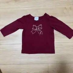 LE PETIT BATEAU バーガンディ リボン刺繍 トップス 1歳用