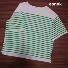 apnok ホワイト/グリーン ストライプ Tシャツ