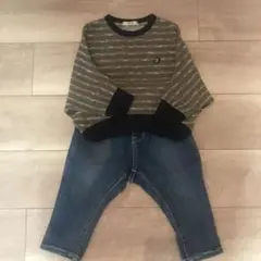ベビー服 長袖トップスとデニムパンツ セット