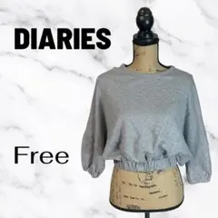 美品✨【diaries】ショート丈スウェットシャツ　ゆるダボ　裾リブ　グレー　F