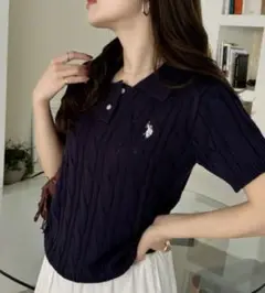 U.S. POLO ASSN ケーブル ニット ポロシャツ