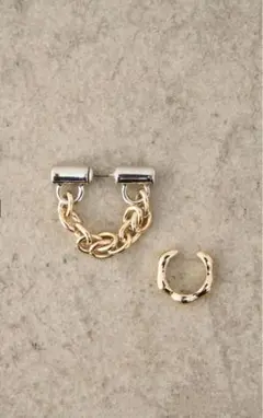 AZUL by MOUSSY ゴールドチェーンピアス　イヤーカフセット