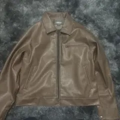 Sinceumm 短丈 レザージャケット ブラウン A-2