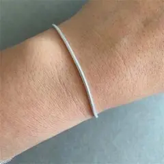 サージカルステンレス スネークチェーン シルバー シンプル M ブレスレット