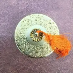 ⭕️レア⭕️【菊の御紋】24金鍍金朱肉入/時代物/24KGP