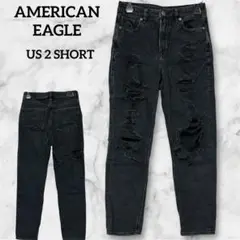 レア✨AMERICAN EAGLE ブラックデニム US 2 SHORT