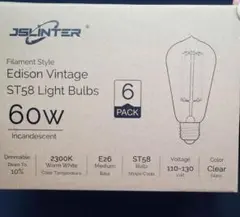 JSLINTER エジソンビンテージ電球 6パック 60W