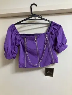 レディース　ファスナー&チェーン付きクロップドトップス