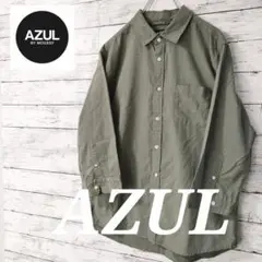 AZUL by MOUSSY オリーブグリーン 七分袖シャツ