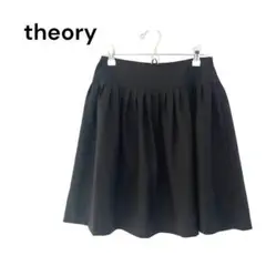 セオリーTHEORY 膝上フレアスカート　シンプル黒　ビジネス　デート　美脚